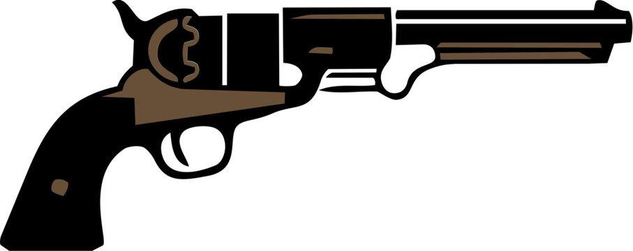 Black and White Pirate Flintlock Pistol Silhouette Illustration