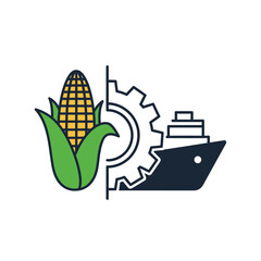 Obraz premium Agricultural Machinery and Corn Illustration