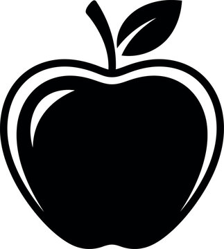 Black and white apple logo icon vector illustration isolated on white background.
