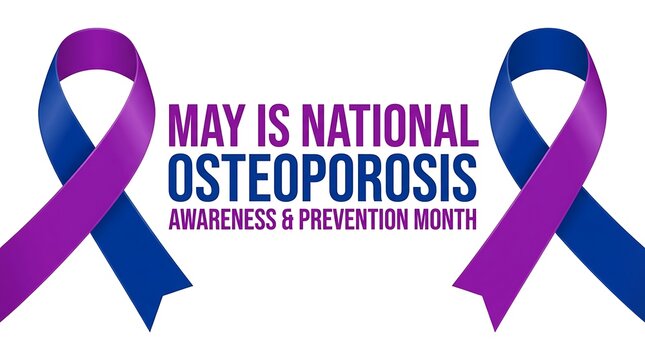 May is national osteoporosis awareness prevention week a ribbon symbolizing bone health advocacy