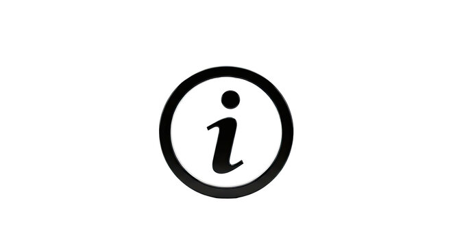 A stark black circle encloses a stylized lowercase letter i, against a white background