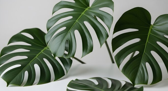 Variegated monstera deliciosa leaves a stunning display of natural green and white