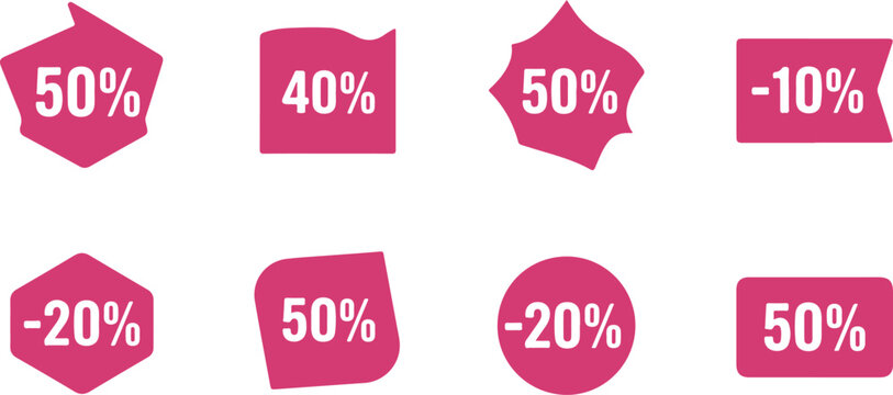 Colorful Percentage Increase and Decrease Shapes with Transparent Background for Infographics and Presentations