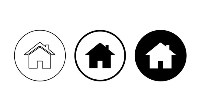 Set of house icons in different styles and colors on white background