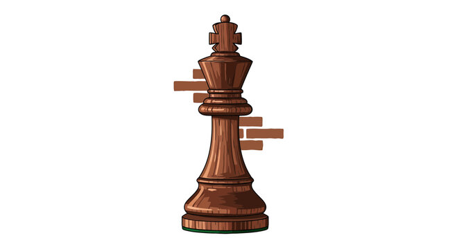 Wooden Chess King Illustration for Strategy and Leadership Concept