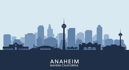 Fototapeta premium Anaheim California City Skyline Silhouette Vector Illustration