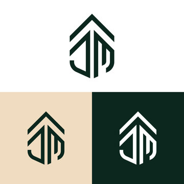 Minimalist JM initial logo with Kaaba shape for spiritual and professional business