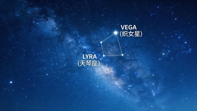 Starry sky with constellation Vega