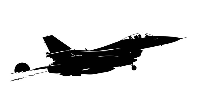Fighter Jet Silhouette Vector Illustration in Flight