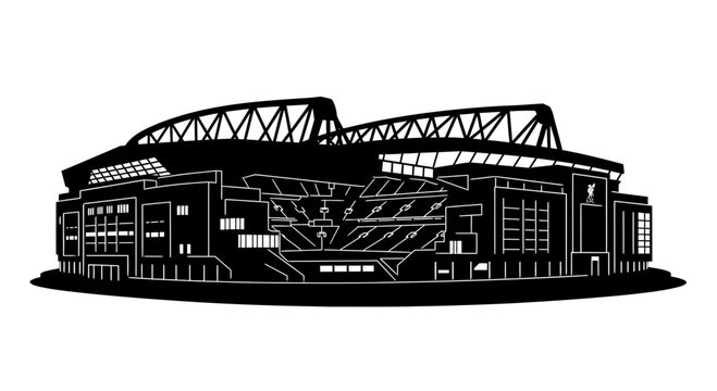 Anfield Stadium Football Arena Silhouette Vector Illustration