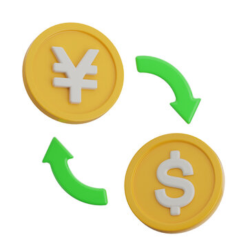 Illustration of yen to dollar currency exchange with arrows, suitable for finance and banking content.