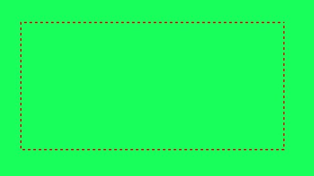 Animated green screen rectangle with dashed red border moving slowly across screen in a seamless loop