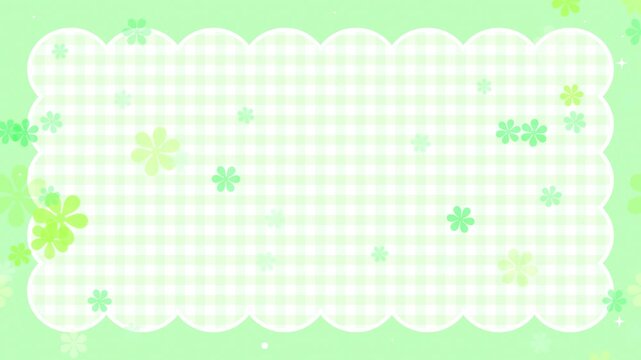 Cute checkered background with floating flowers seamless loop animation green pastel aesthetic