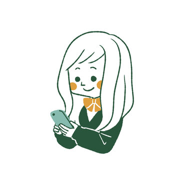 スマートフォンを使っている女子学生
