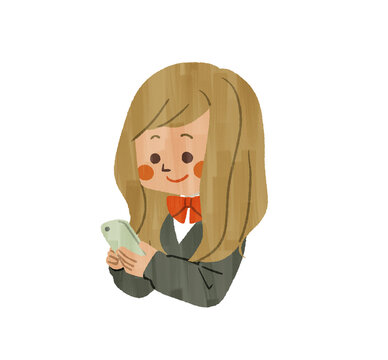 スマートフォンを使っている女子学生-ガッシュ