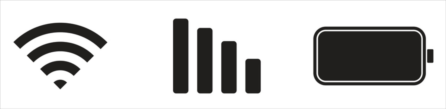 mobile phone notification bar beats wifi signal icons, vector illustration