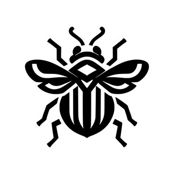 Minimalist beetle vector illustration in bold black line style