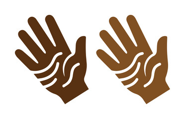 Obraz premium Palmistry hand icons with destiny lines, brown mystical palm reading symbols, spiritual divination vector set for occult and esoteric design