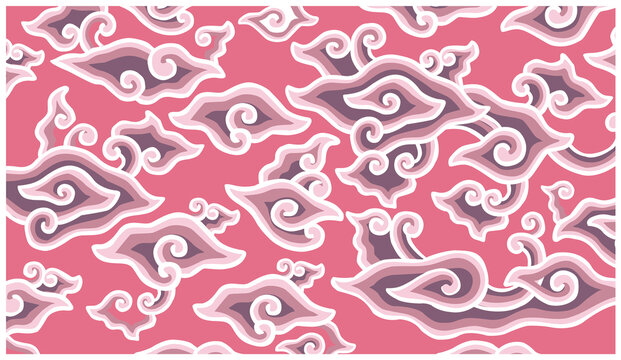 Illustration of mega mendung batik with pink background
