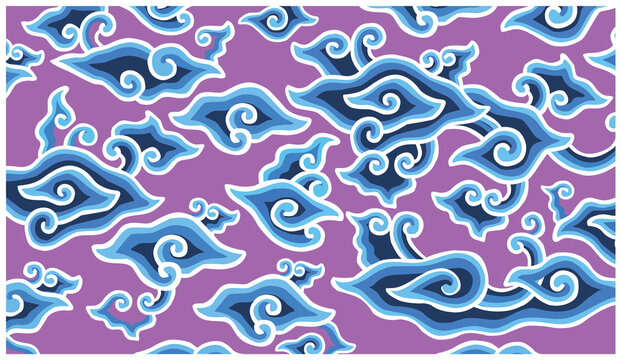 Illustration of mega mendung batik with purple background
