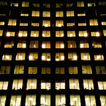 windows in the night with lights