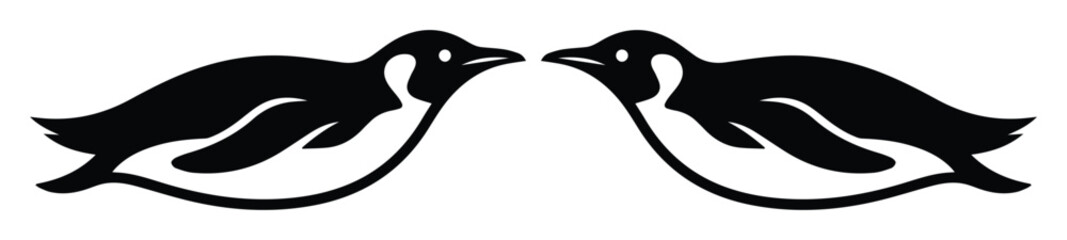 Minimalist penguin silhouette icons, black and white emperor penguin vector, arctic bird logo © ArsiStudio