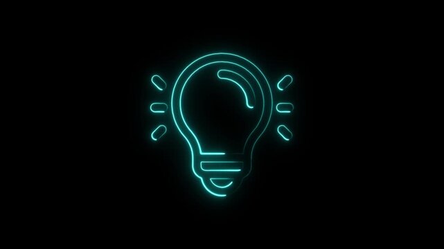 Glowing neon blue light innovation idea refers to the generating new thoughts and the key concept ideas