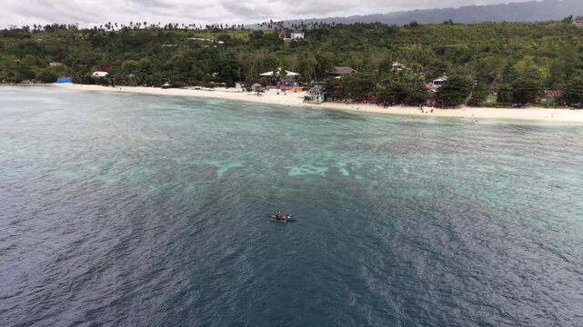 Fisherman Boat Banca Drone Shot Siquijor Philippines