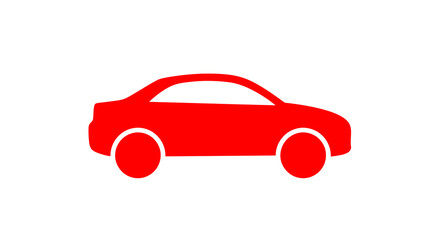 Fototapeta premium Red Sedan Car Silhouette Vector Icon Isolated on White