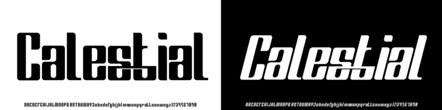 modern font, logotype,extended, italic, minimalist, design for technology and fushion, Uppercase,lowercase, urban and, vector illustration