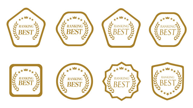 高級感のあるランキングBESTバッジフレームセット｜金・銅・月桂樹・星・受賞・評価アイコン（Premium ranking best badge frame set）：メダルセットC_08_BEST