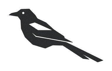 Obraz premium Minimalist magpie bird silhouette, geometric crow icon, black raven vector illustration