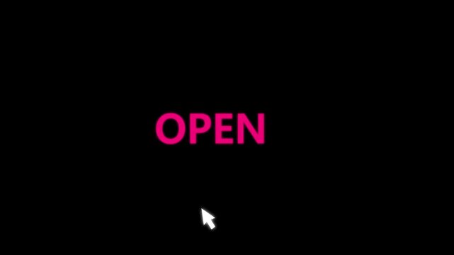 Glowing open button icon on black background. Perfect for web UI, mobile apps, landing pages, digital marketing, and user engagement concepts and online platforms.