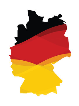 Germany map silhouette filled with national flag colors in a modern geometric graphic design