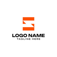 Obraz premium Minimalist Geometric Letter S Orange Logo Template
