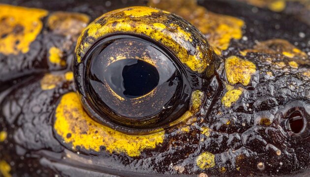 Close-up of a Fire Salamanders Eye - Intricate Patterns and Reflections.