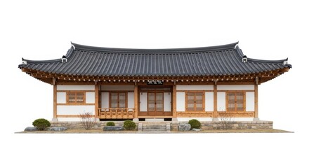 Obraz premium Traditional korean hanok house architecture isolated on white background