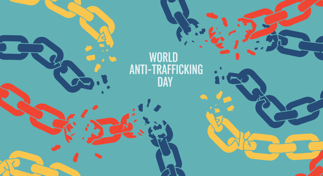 World Anti-Trafficking Day Graphic with Broken Chains
