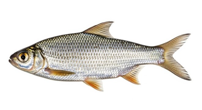 Common roach fish isolated on white background