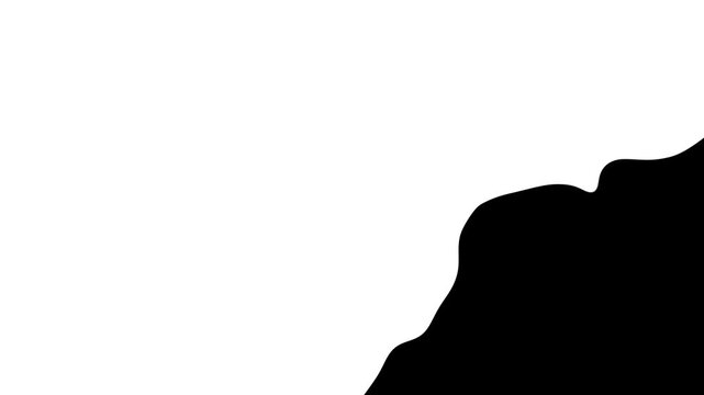 2d animation liquid or fluid transition on black Liquid Transitions background. Hand drawn white splash in doodle cartoon style. Simple circle slide transition animation that moves from the side.