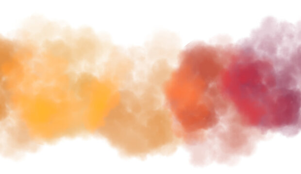 Colorful thick smoke flow explosion cutout PNG. Abstract fluffy clouds, smoke vapours steam effect. Realistic festive color smoke flowing on transparent background.