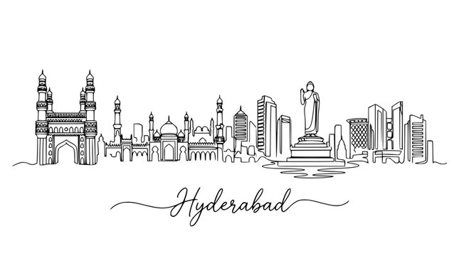 Hyderabad cityscape with iconic landmarks and modern architecture
