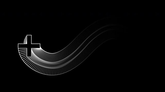 Abstract Infinity Loading Loop with Cross Icon Seamless Motion on Black Background
