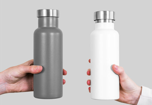 Stainless Steel Reusable Water Bottle Mockup PSD