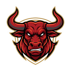 Fototapeta premium Aggressive Bull Head Sports Mascot Emblem