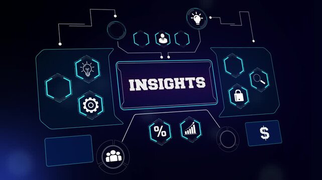 Advanced business insights visualization featuring a futuristic digital dashboard for data-driven decision making and strategic corporate planning videos