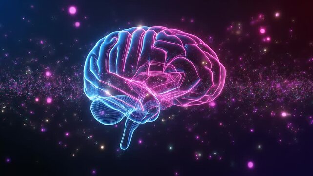Light electric glow curve movement spark on human brain with camera ramp speed movement focus point to point.3D rendering motion graphic futuristic conceptual.