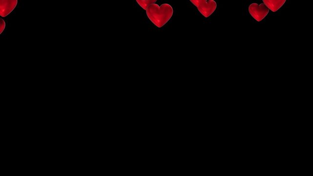 3D Red heart shape transition motion graphic alpha channel. Hearts echo transition animated on transparent background. Love, valentine, romantic, wave, animated video for Valentine's Day. Social media