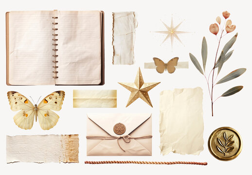 Vintage Stationery Collage Element Set
