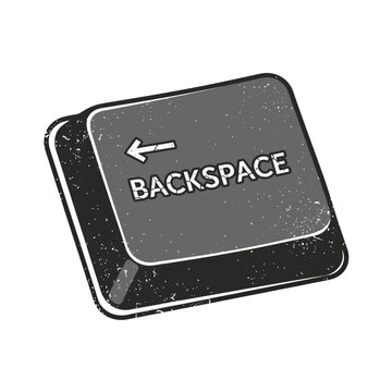 Backspace key on grunge keyboard, delete symbol